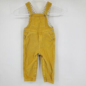 Petit Bateau Yellow Corduroy Kid's One Piece Bib Overall Outfit Size 18 Months